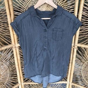 Prana Tencel Half Button Down Hi-Lo Top